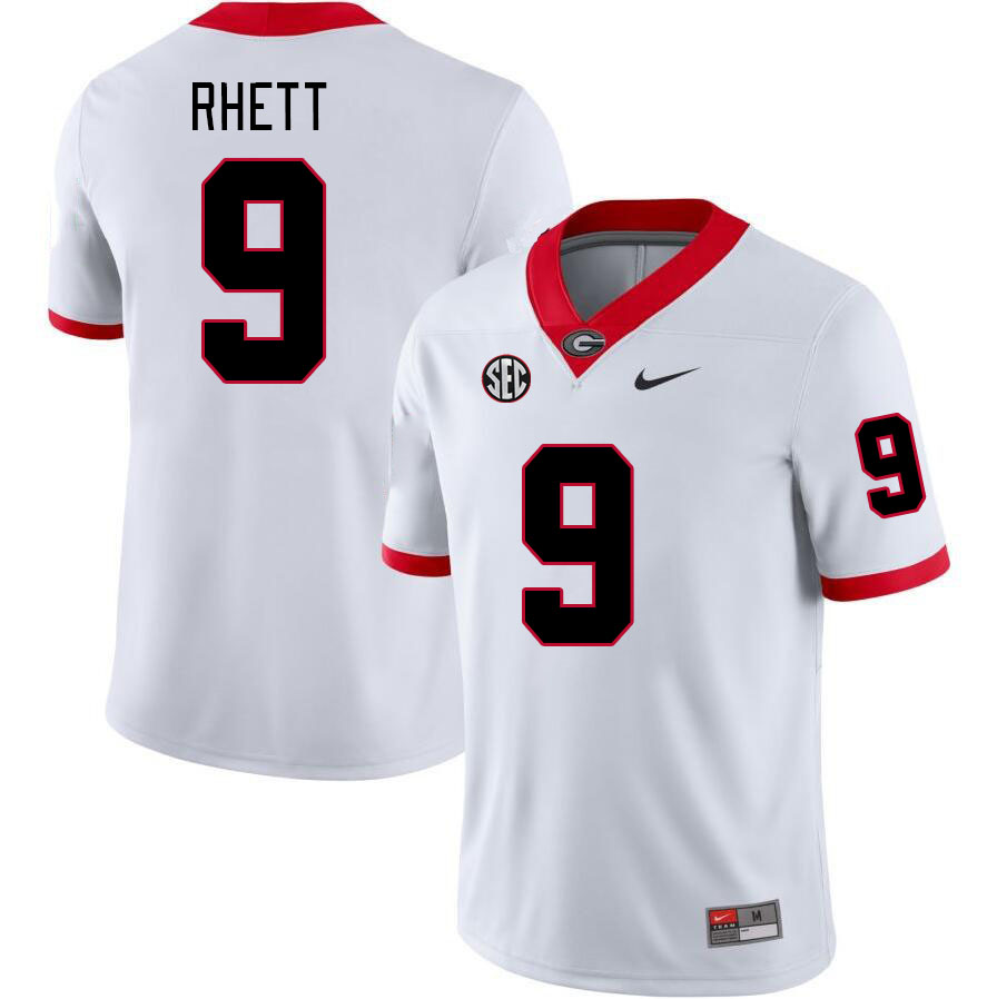 Men #9 Justyn Rhett Georgia Bulldogs College Football Jerseys Stitched-White - Click Image to Close